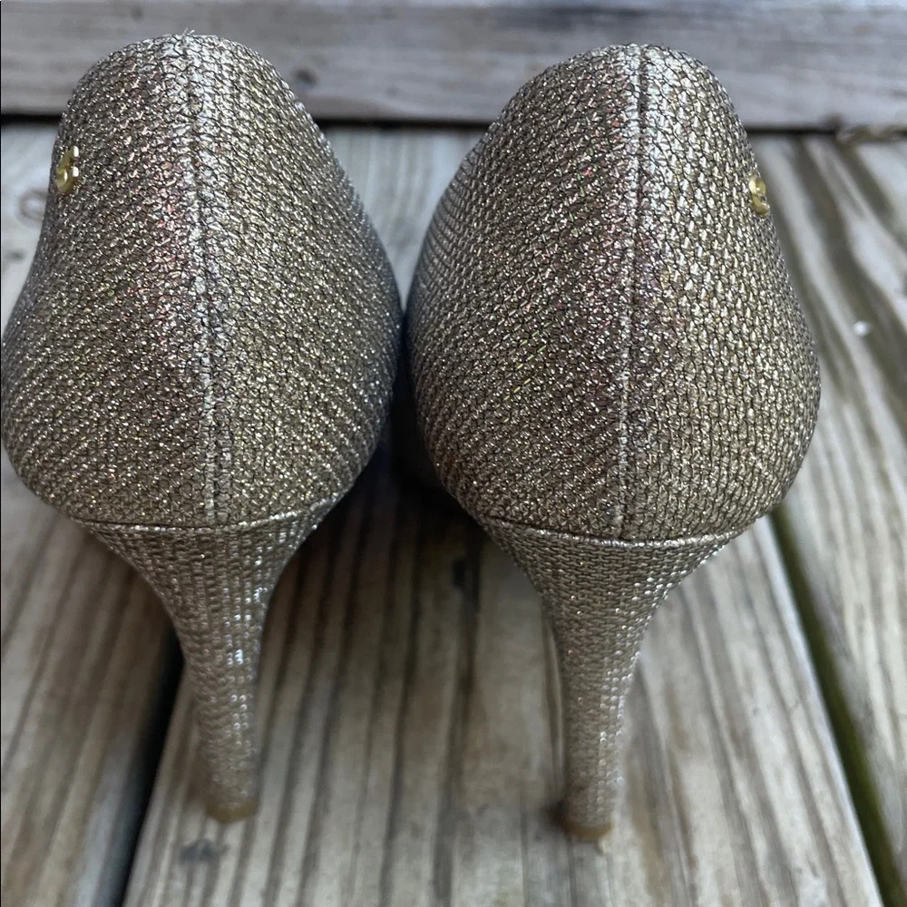 EUC- Coach Gold Sparkly Textured Vero Cuoio Heels Size 6.5 - Picture 10 of 16